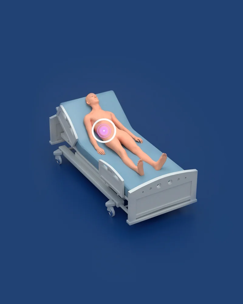 3D illustration of a patient in a hospital bed