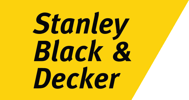Stanley Black & Decker brand name in black text on a yellow background.
