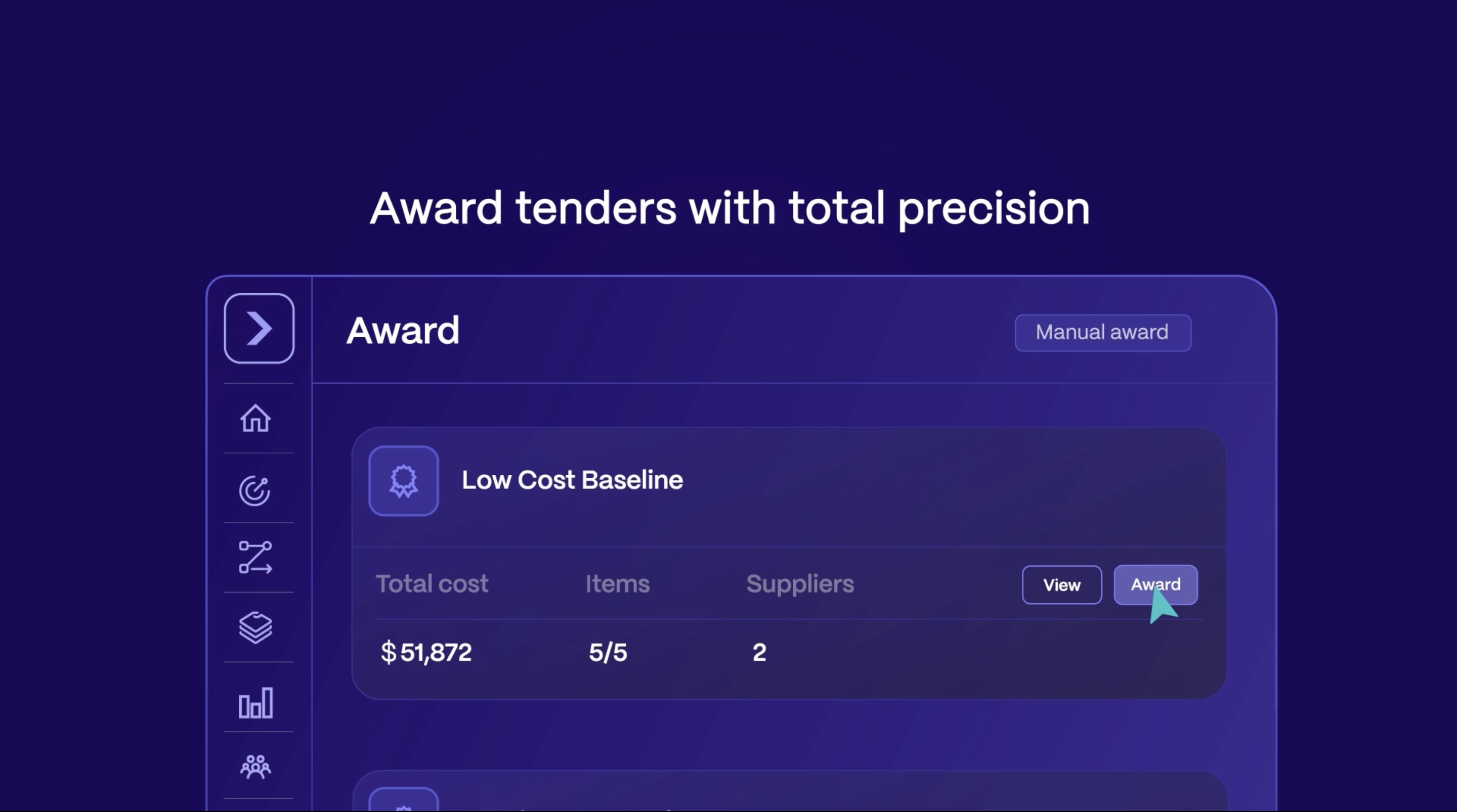 Award Freight Tender dashboard