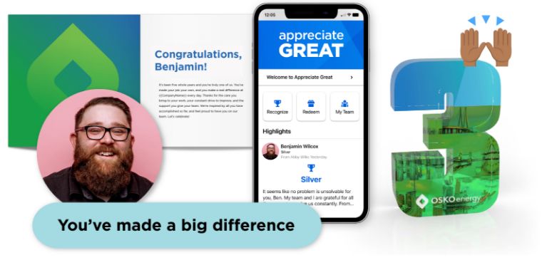 O.C. Tanner’s Culture Cloud Anniversaries tools for celebrating career milestones, like a personalized Yearbook full of comments from colleagues and custom awards.