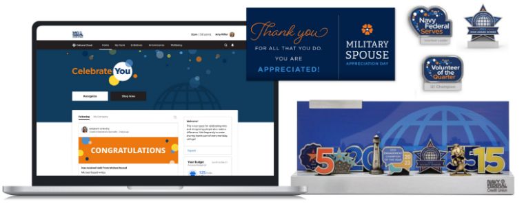 Navy Federal Credit Union’s custom branded employee recognition program and unique Careerscape collectable awards, designed and produced by O.C. Tanner 