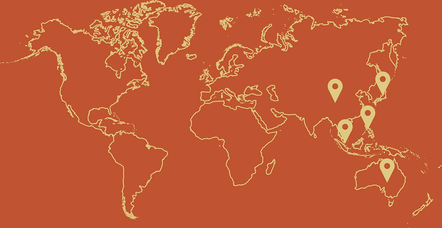 A map showing the locations in APAC where O.C. Tanner surveyed employees for the 2026 Global Culture Report