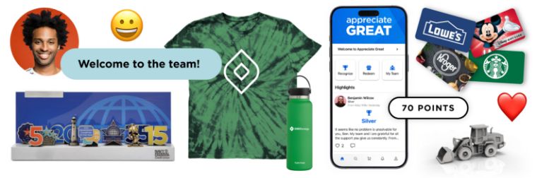 O.C. Tanner’s employee rewards solutions including points, gifts, custom awards, and branded merchandise.