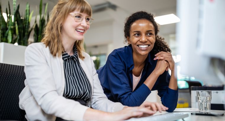 Employees working together in an office
