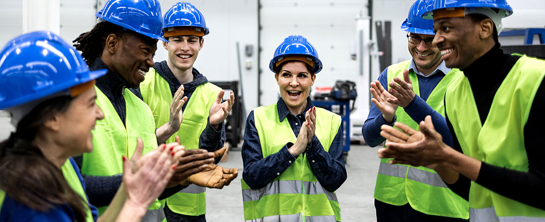 A team of chemical working celebrating together