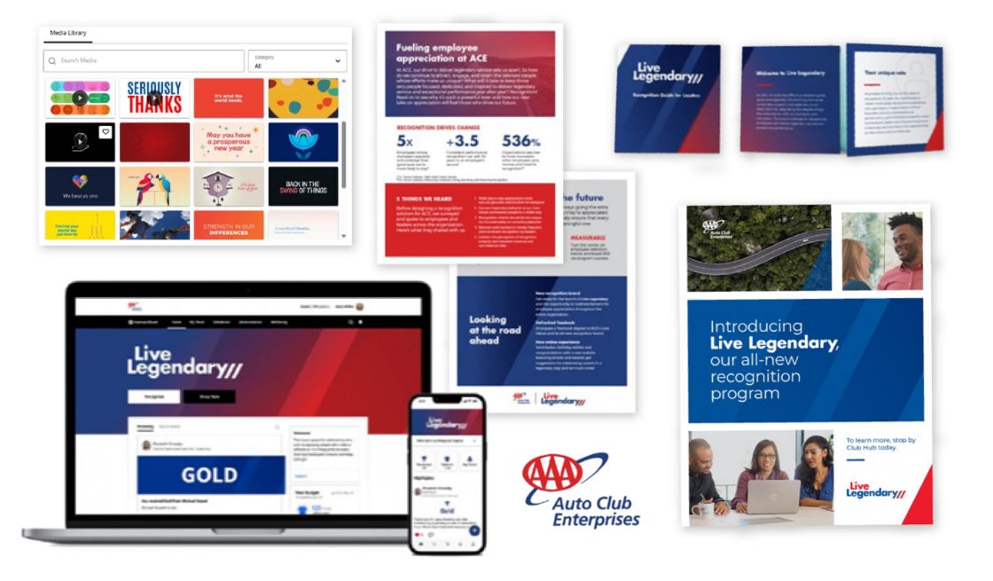 ACE’s employee recognition platform, including online, mobile recognition tools like ecards and awards, and recognition training materials, powered by O.C. Tanner.