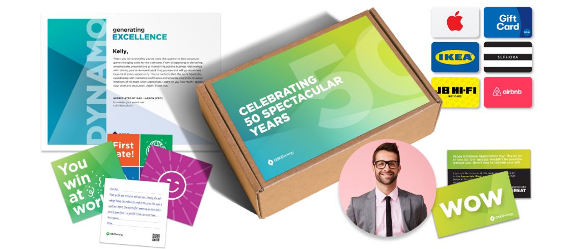 O.C. Tanner’s offline employee recognition solutions, including gifts, custom swag, awards and thank you cards
