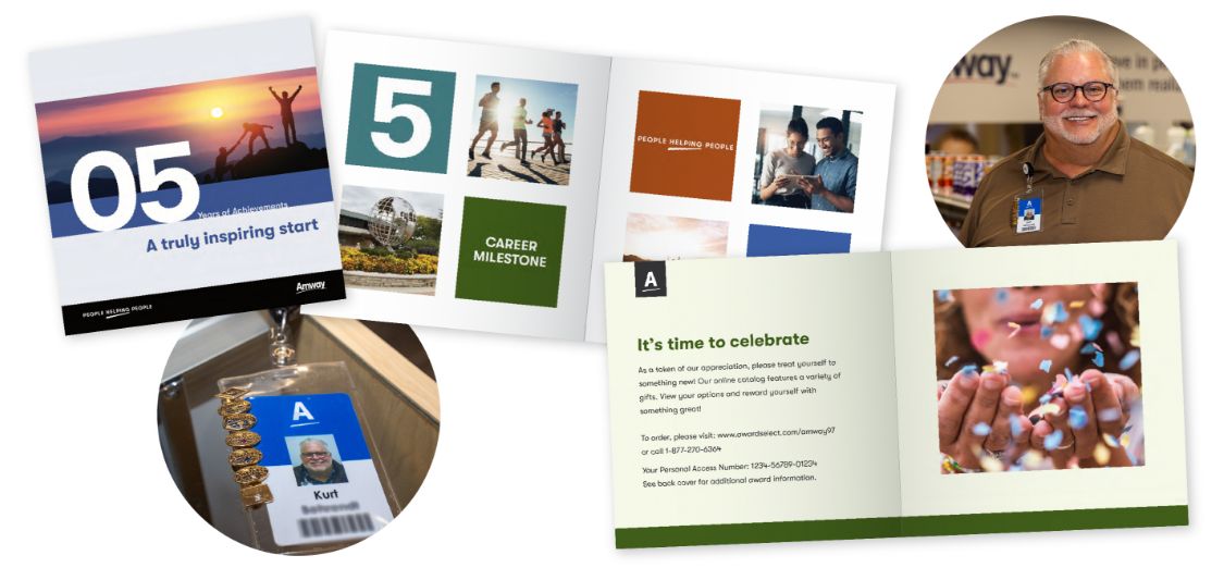 Amway’s custom Yearbooks, fulfilled by O.C. Tanner, to celebrate career milestones and employee anniversaries.