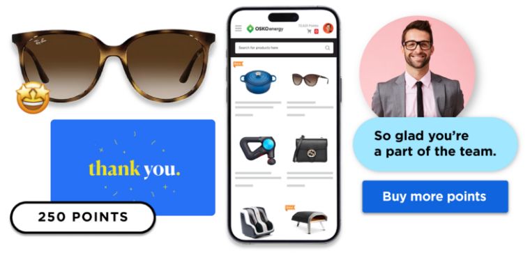 Rewards available on O.C. Tanner’s Culture Cloud platform that employees can redeem with points