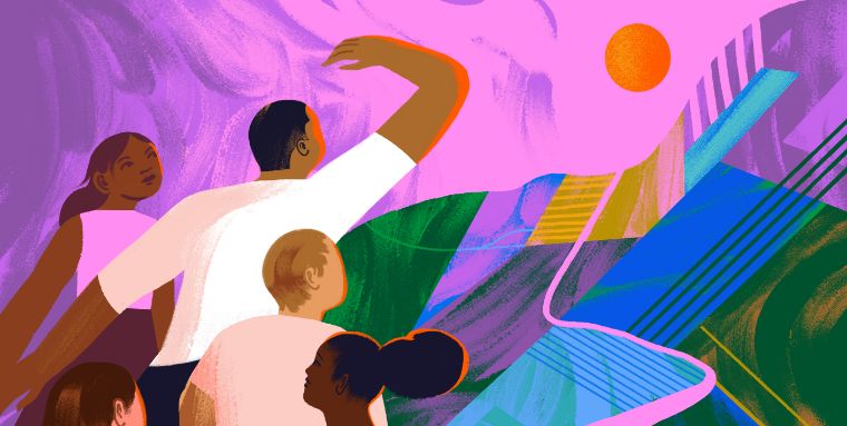 A decorative illustration of employees