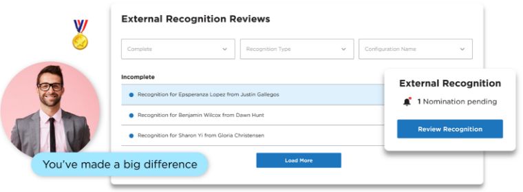 O.C. Tanner’s Say Thanks administrator experience, where program admins and managers can review and approve recognition from customers before sending along to the employee.