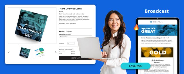 The Manager Store shopping experience and the Leader Broadcast tool on O.C. Tanner’s Culture Cloud platform. 