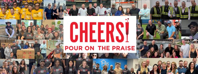 A collage of Breakthru Beverage Group employees during recognition moments. 