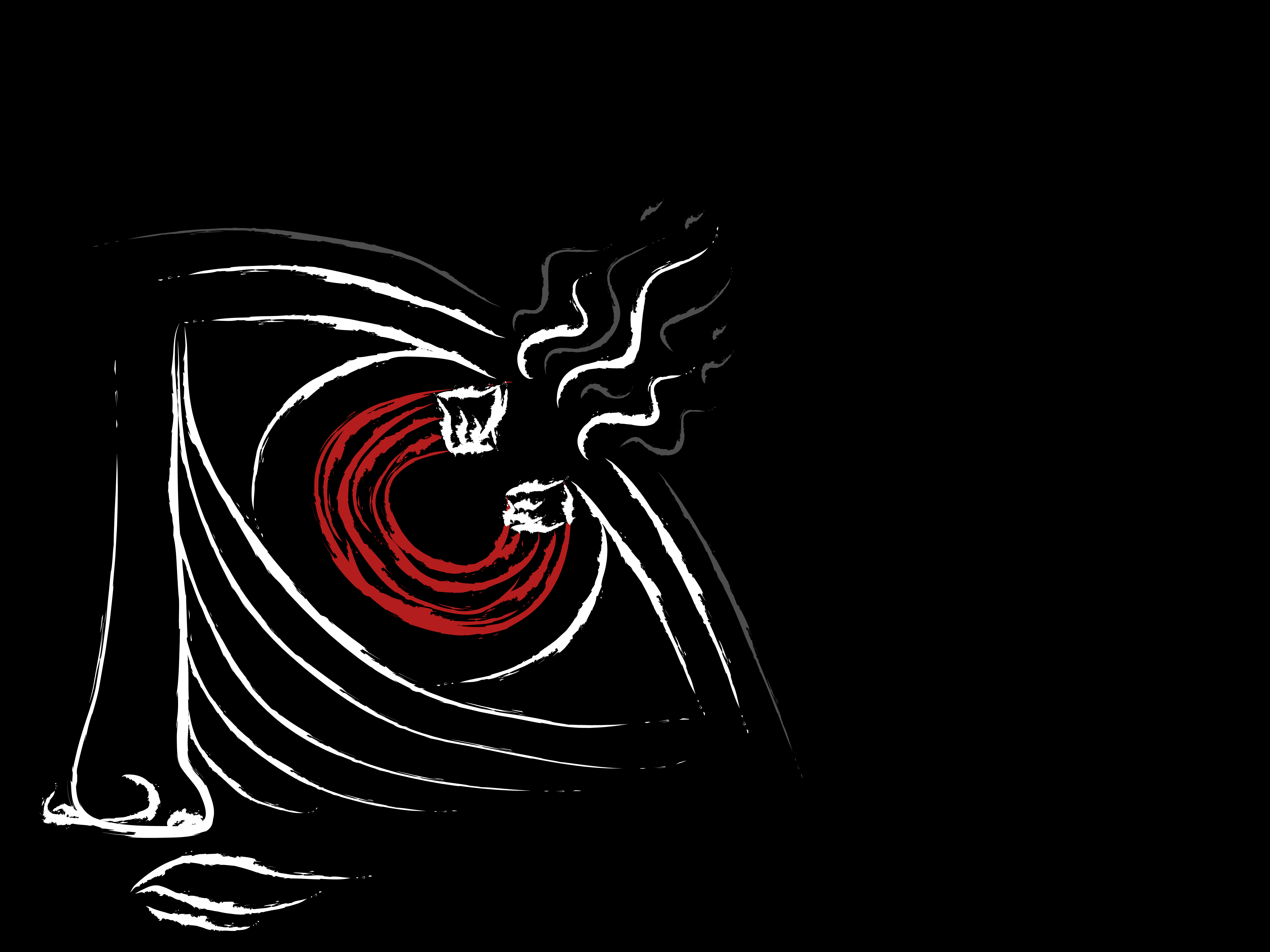 A face with a red magnet in the iris, attracting wealth, health and a profound connection to God.