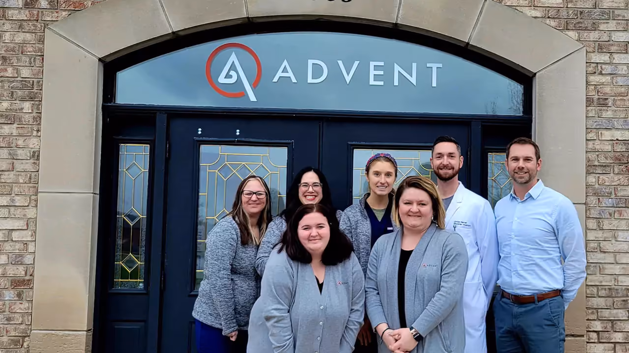 ADVENT Avon Clinic Staff Welcoming New Patients Outside the Front Door