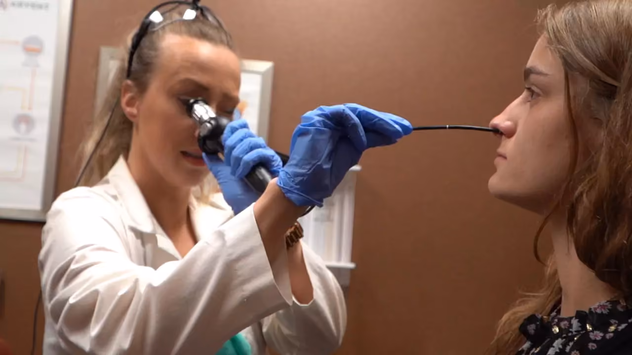 ADVENT Provider Doing a Nasal Endoscopy at a First Patient Visit - 1280x720
