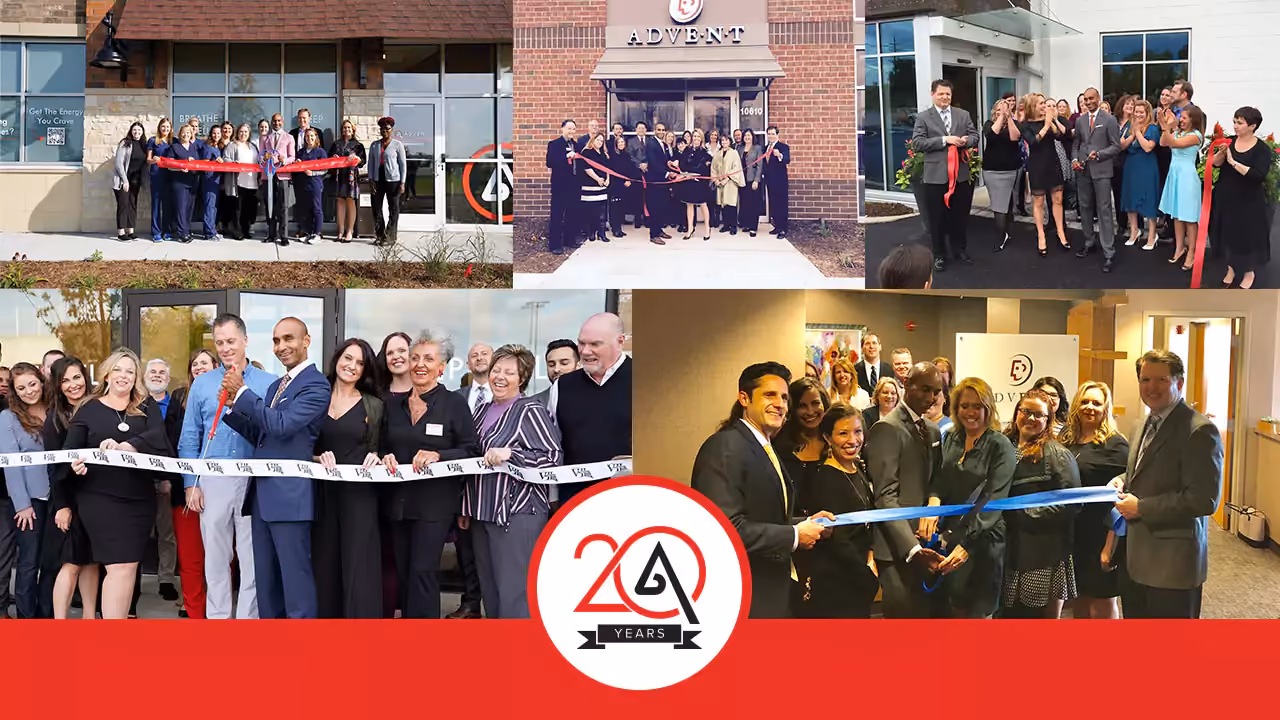 ADVENT 20 Year Anniversary Grand Opening Collage Hero Image - 1280 x720