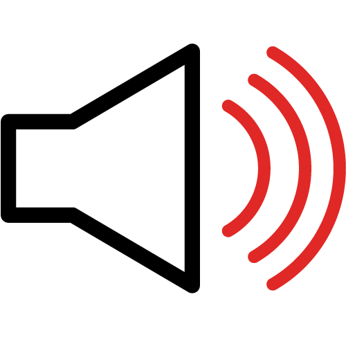 Black Speaker with Red Sound Bars for Noise Icon