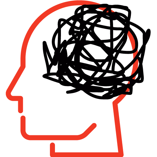 Red Head with Scribble ti Show Anxiety Icon