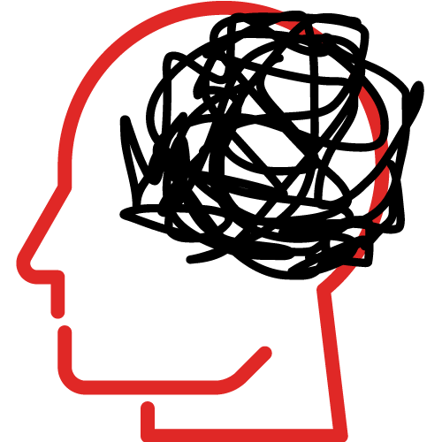 Red Head with Scribble ti Show Anxiety Icon
