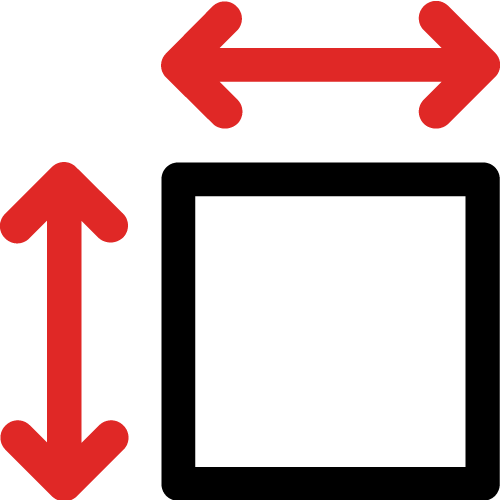 A Black Square With Red Arrows Measuring it Symbolizing if A CPAP Mask is the right Fit