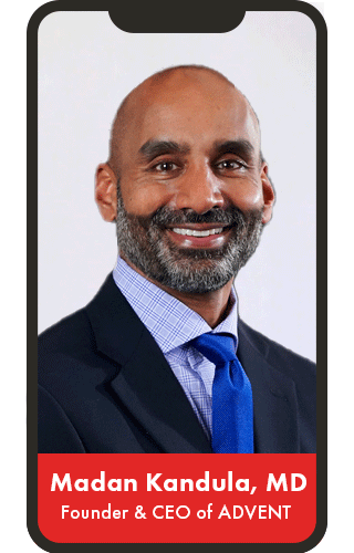 ADVENT Founder & CEO Dr. Madan Kandula, MD Mocked Up on an iPhone for the Obstructive Sleep Apnea Webinar - 320x500