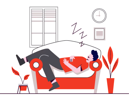 Illustration of Guy Sleeping on a Couch