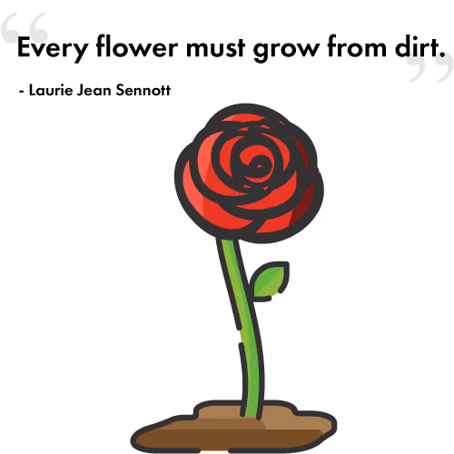 A Flower Growing out of Dirt with Quote Icon
