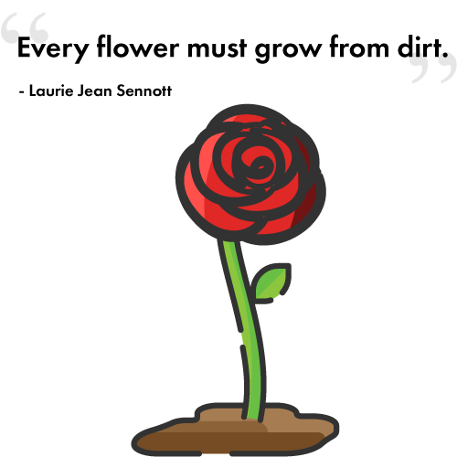 A Flower Growing out of Dirt with Quote Icon