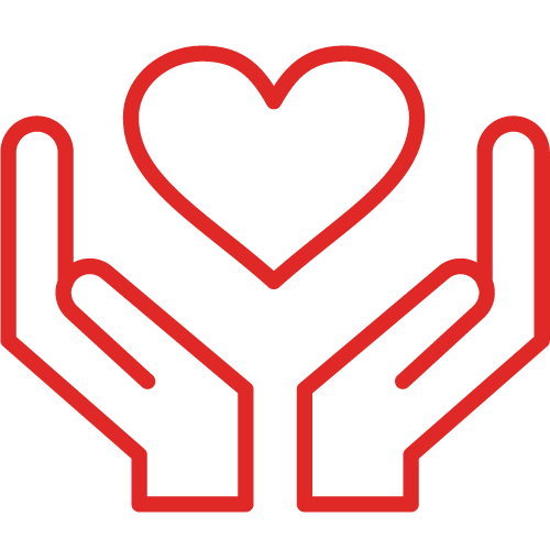 Hands Holding a Heart Icon - Red