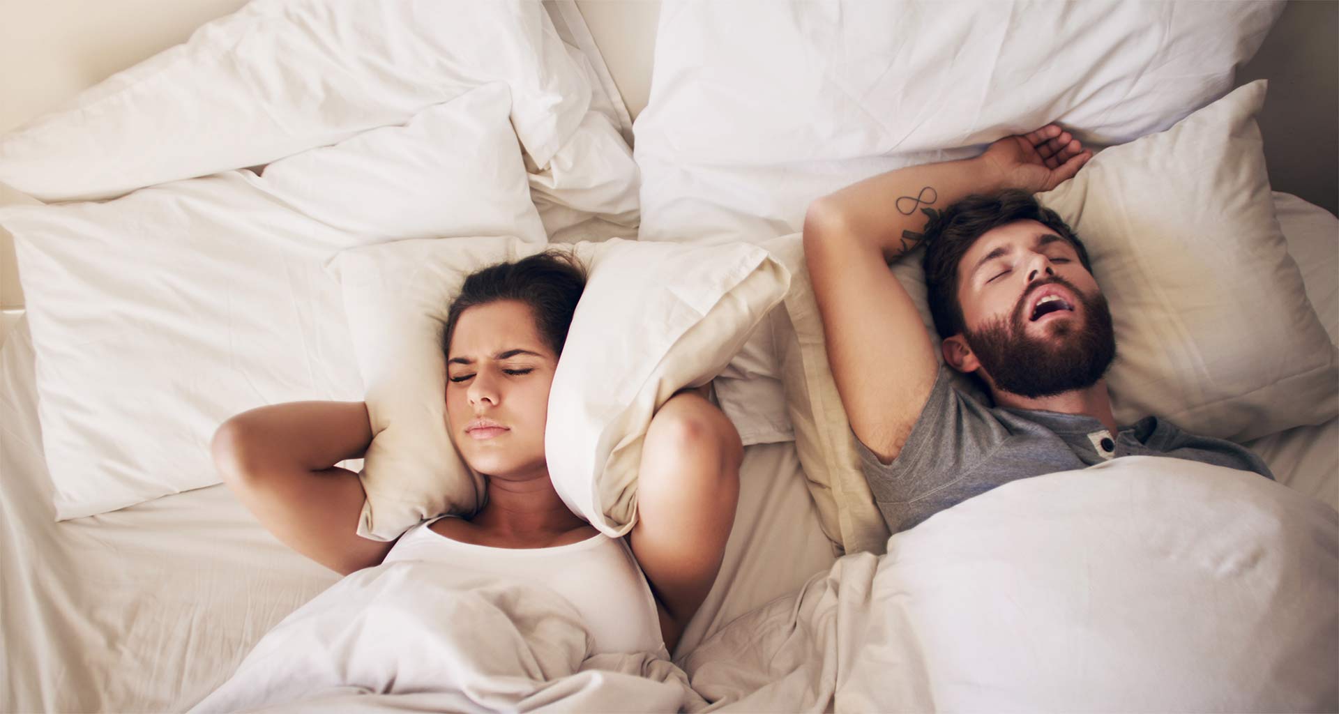 Man with Sleep Apnea, Snoring and Keeping Woman Awake