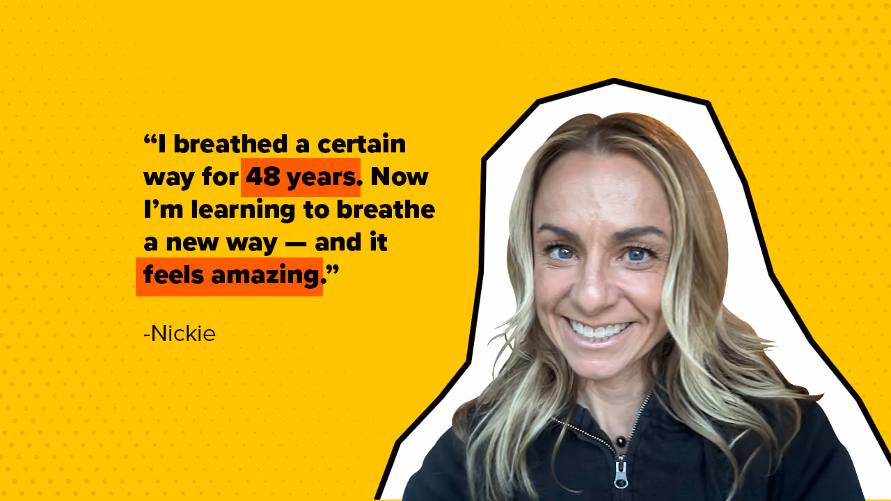 ADVENT Patient Nickie Smiles with A Quote About Learning a New Way to Breathe
