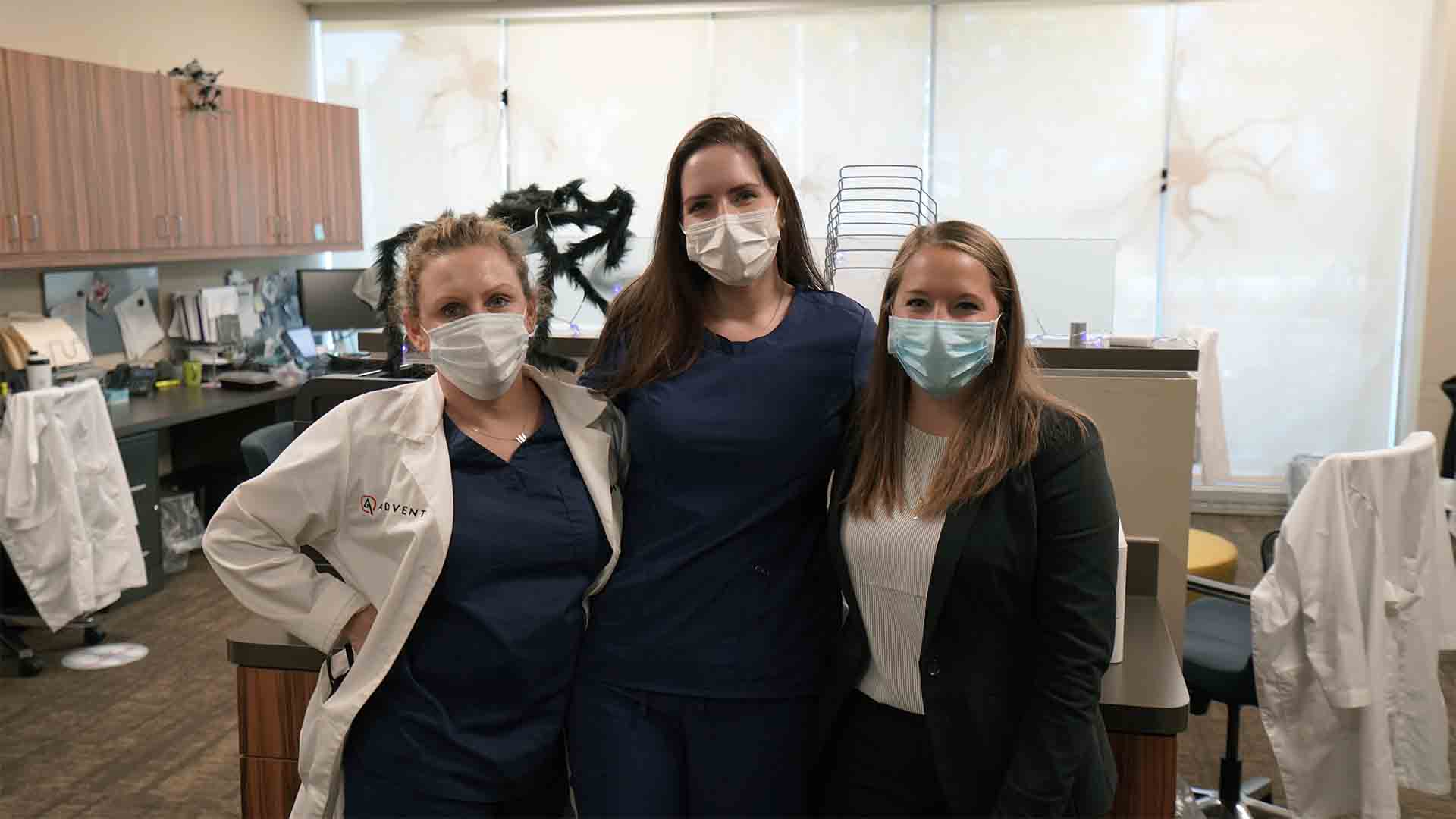 ADVENT Physician Assistants Kelsey Hopping, Hillary Hinkson, Alyssa Doerfert Group Photo