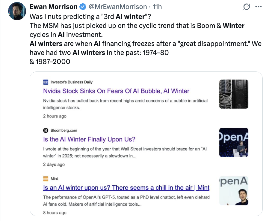 Are we about to enter "AI winter?" Here's why the market sold off AI stocks... 