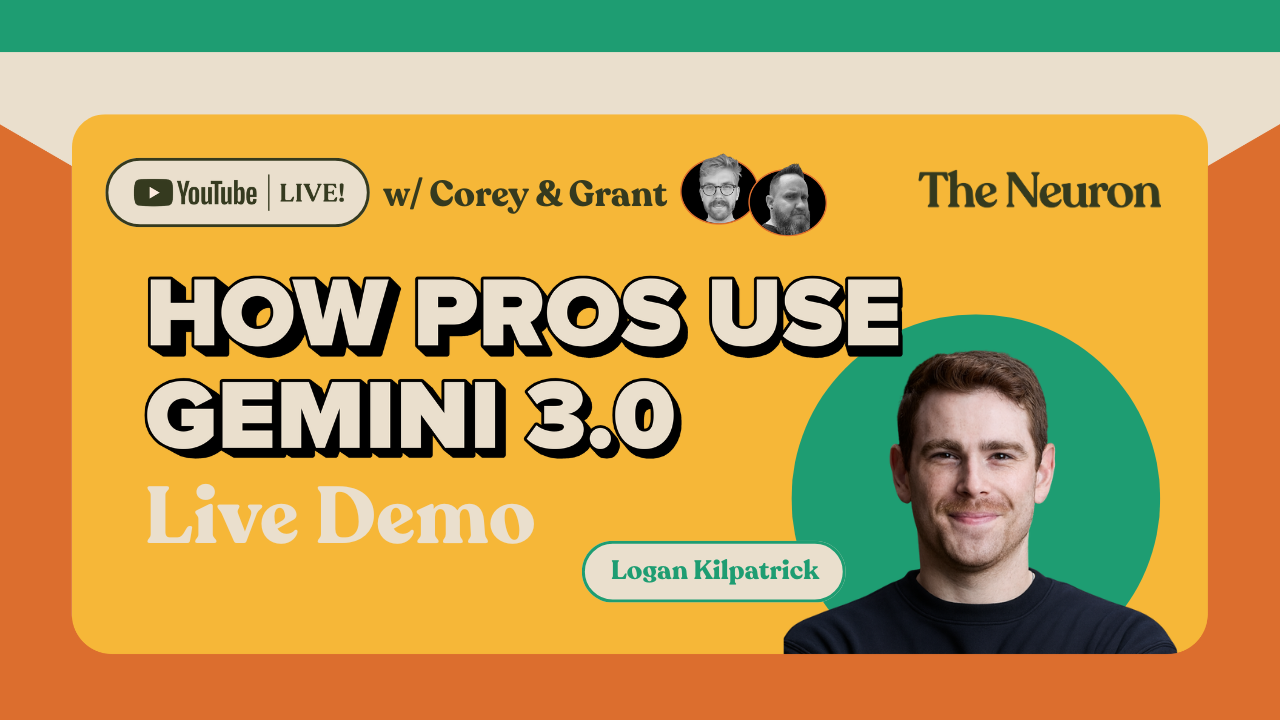 Title card for livestream with Google DeepMind's Logan Kilpatrick on The Neuron