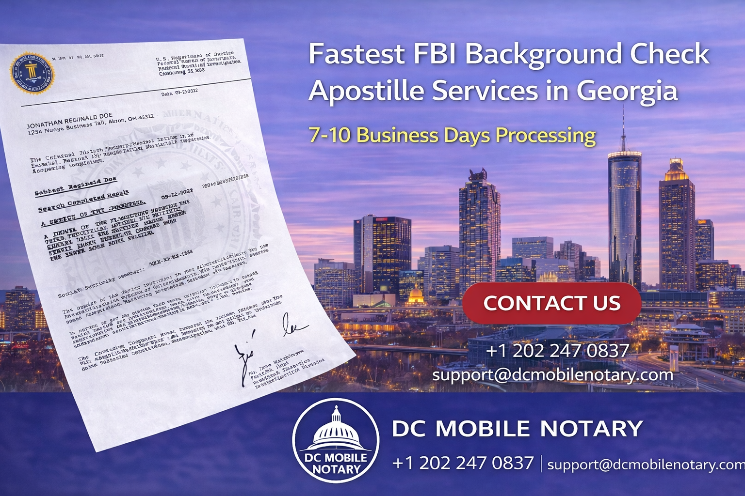 Fastest FBI Background Check Apostille Services in Georgia