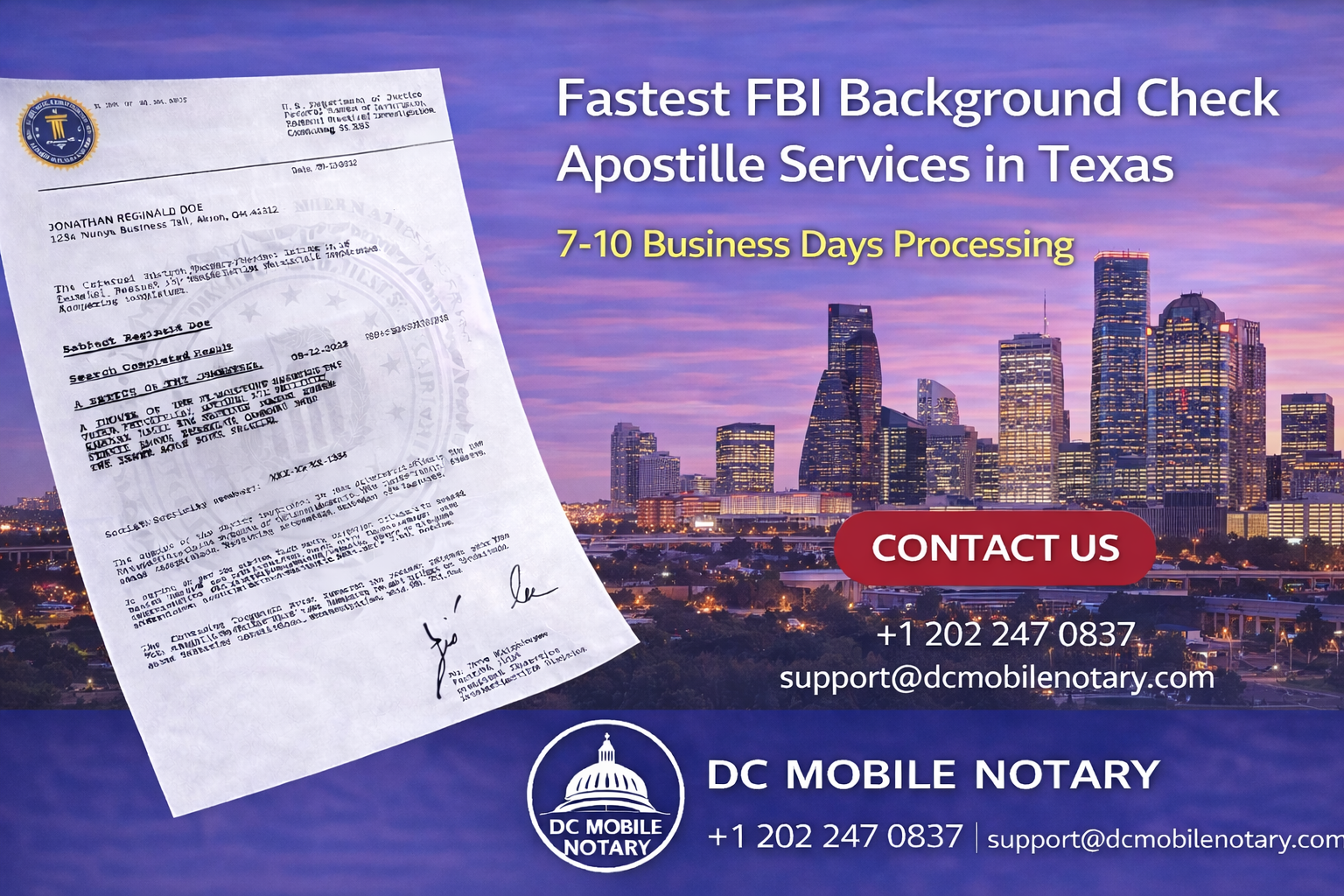Fastest FBI Background Check Apostille Services in Texas