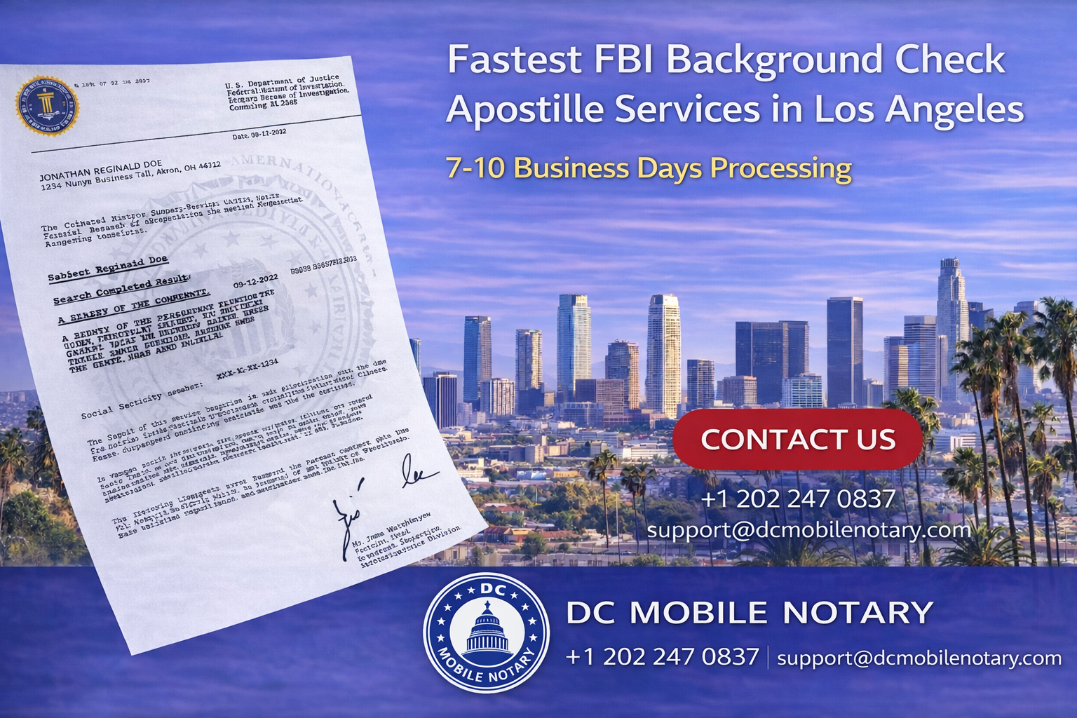 Fastest FBI Background Check Apostille Services in Los Angeles