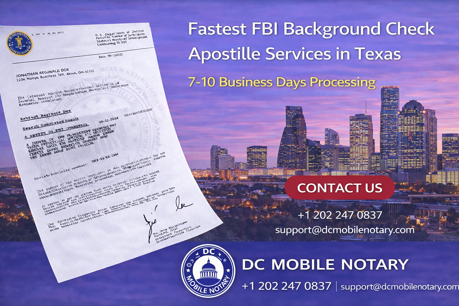 Fastest FBI Background Check Apostille Services in Texas