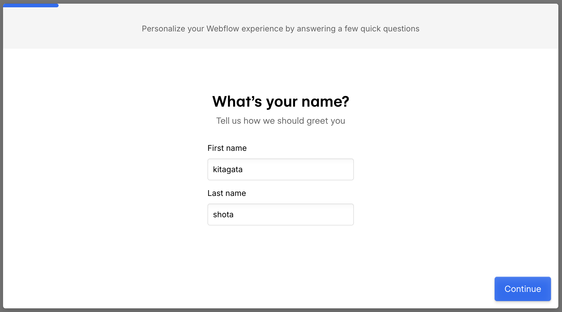 1.名前- First name(姓)Last name(名)を入力