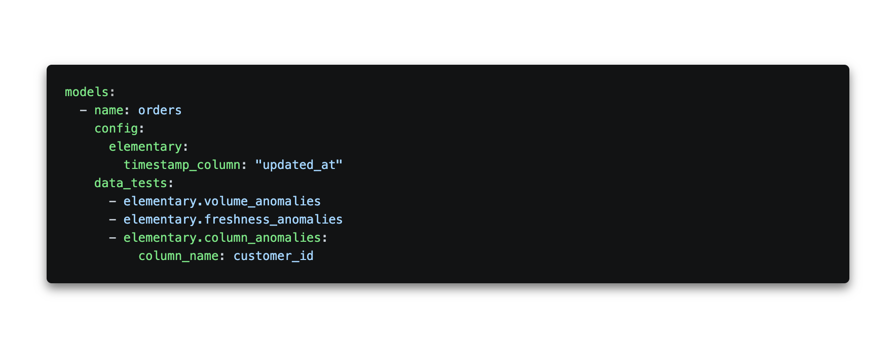 Elementary config for table level tests