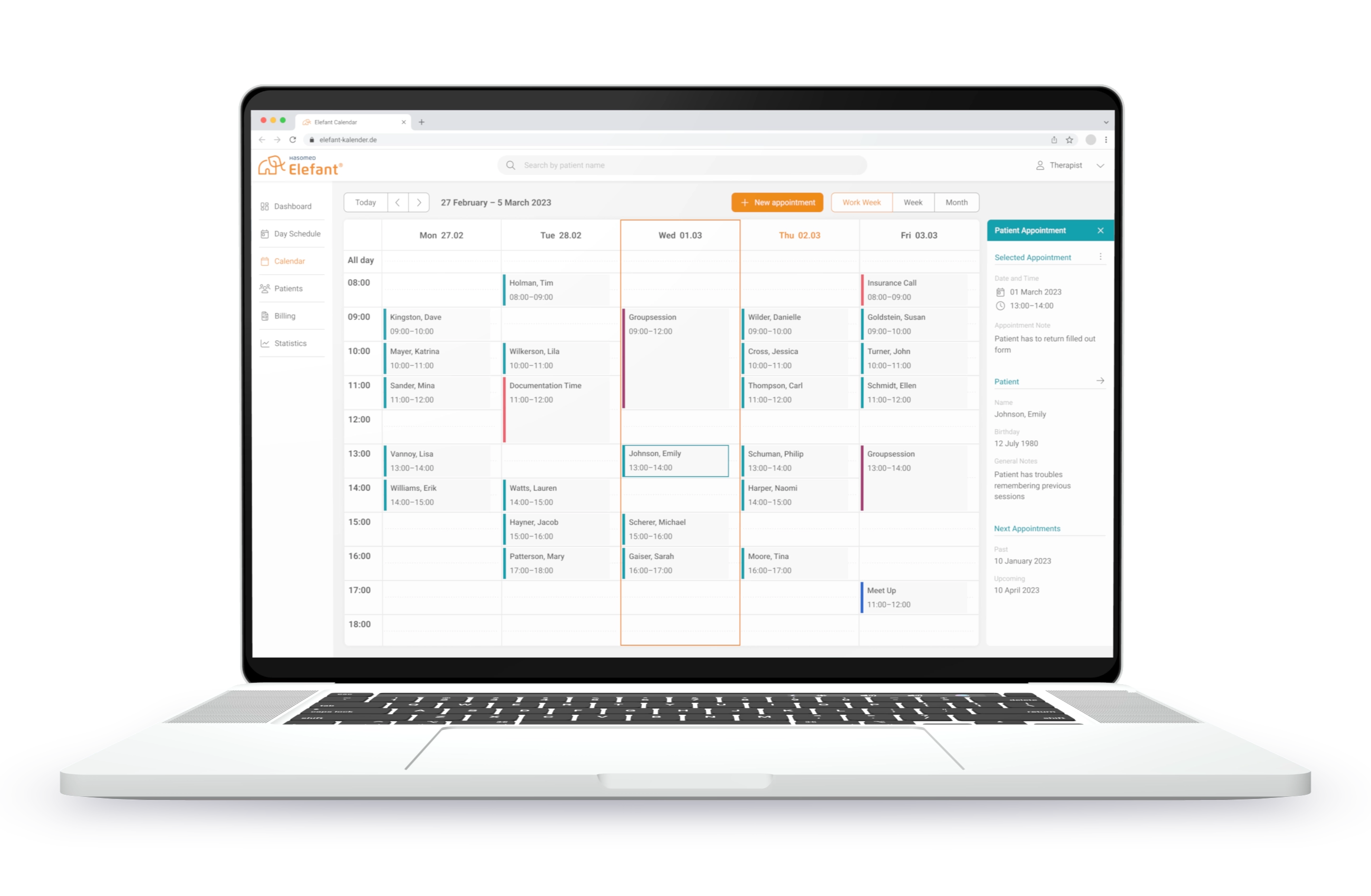 Mockup der Wochenansicht des Elefant Kalender auf Desktop
