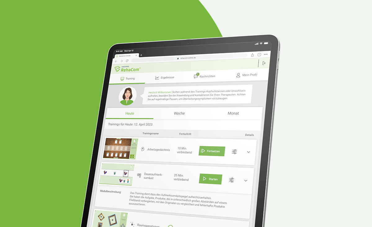 Mockup von RehaCom Online