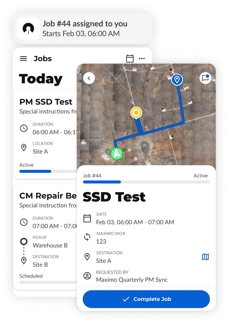 IronSight app interface while executing a maintenance job