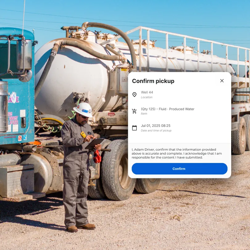 Transporters can easily confirm waste type, quantities, and locations with just a few clicks.