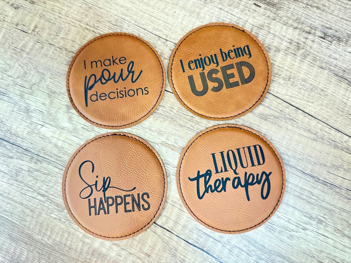 Funny Drink Theme Coasters, set of 4