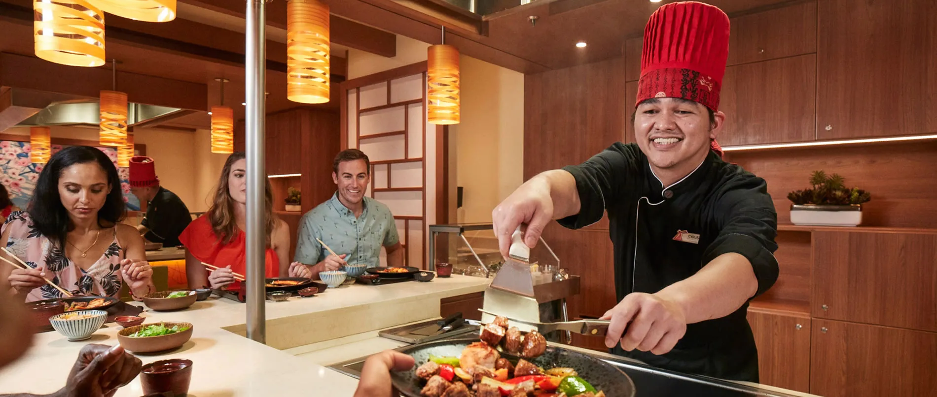 Carnival Cruises enjoying Teppanyaki dining