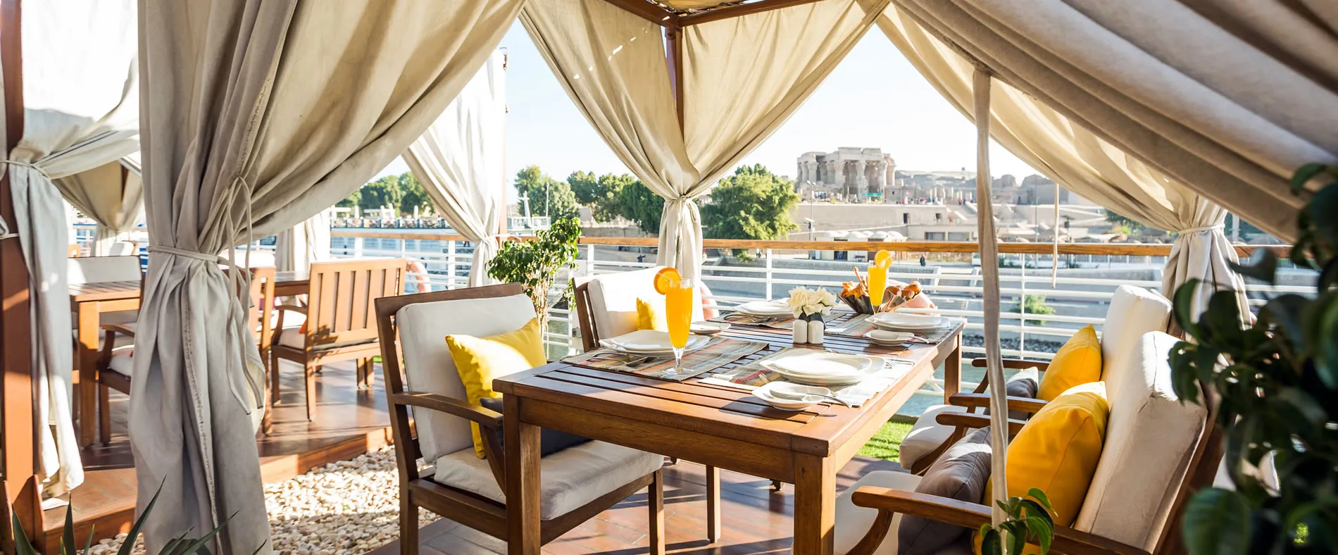 Globus Avalon Waterways Farah Sundeck set for brunch