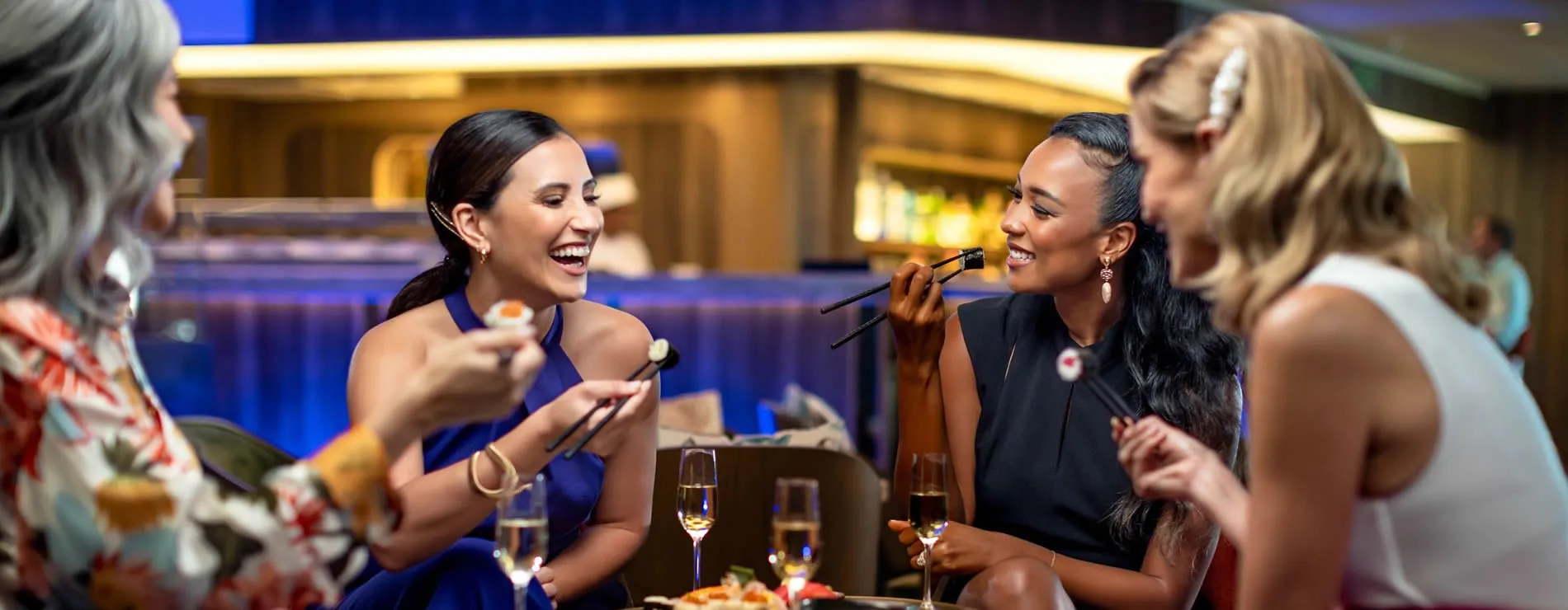 Seaborn Cruise Line drinks and dining girlfriends