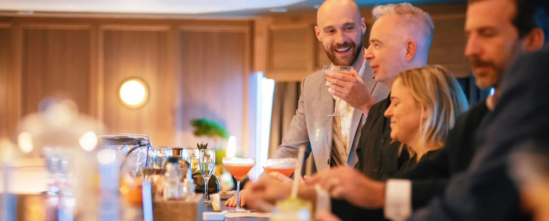 Azamara cruises friends at Atlas Bar